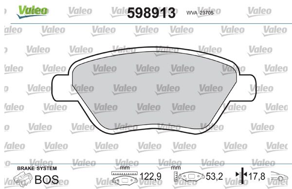 VALEO 598913 Brake Pad Set, disc brake