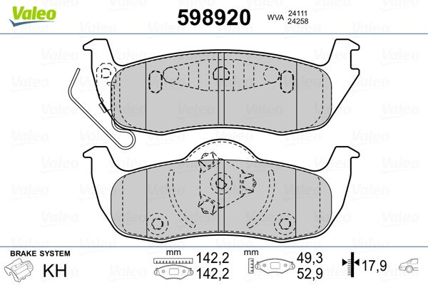VALEO 598920 Brake Pad Set, disc brake