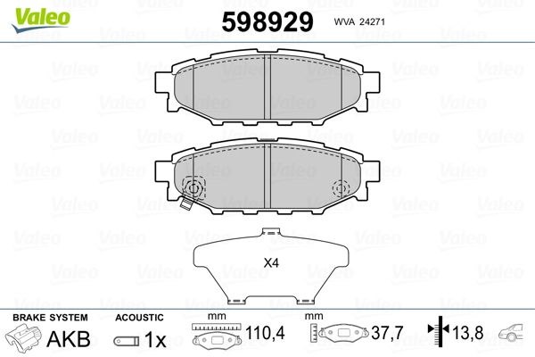 VALEO 598929 Brake Pad Set, disc brake