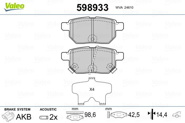 VALEO 598933 Brake Pad Set, disc brake
