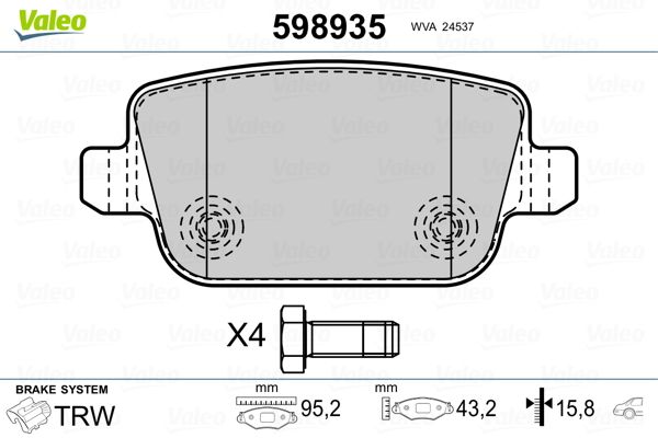 VALEO 598935 Brake Pad Set, disc brake