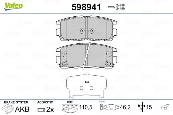 VALEO 598941 Brake Pad Set, disc brake