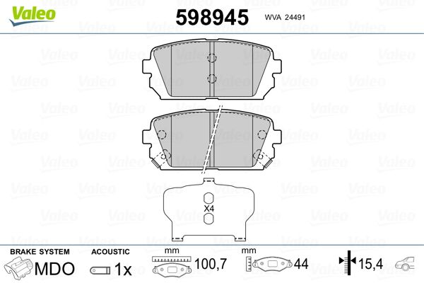 VALEO 598945 Brake Pad Set, disc brake