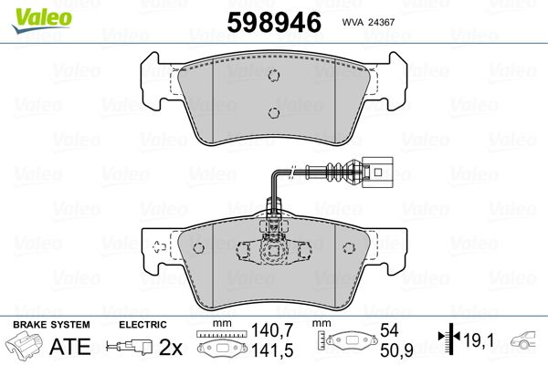 VALEO 598946 Brake Pad Set, disc brake