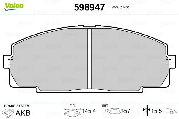 VALEO 598947 Brake Pad Set, disc brake