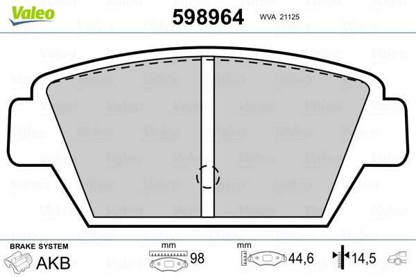 VALEO 598964 Brake Pad Set, disc brake
