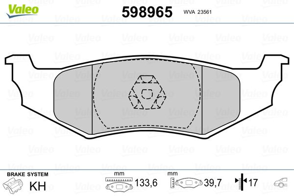 VALEO 598965 Brake Pad Set, disc brake