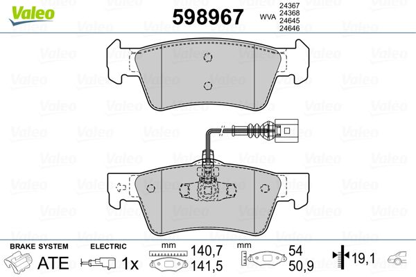 VALEO 598967 Brake Pad Set, disc brake