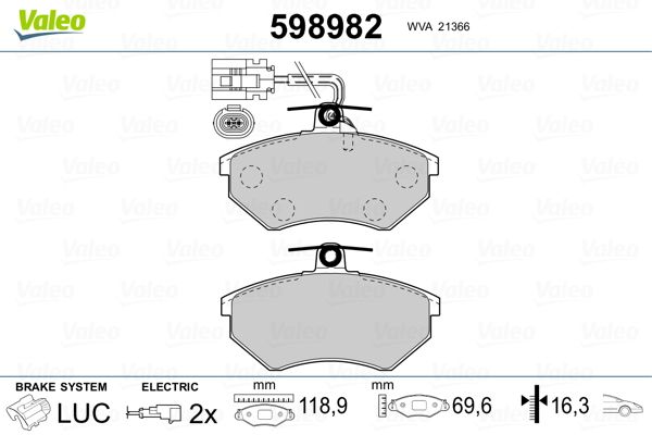 VALEO 598982 Brake Pad Set, disc brake