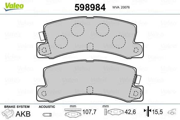 VALEO 598984 Brake Pad Set, disc brake