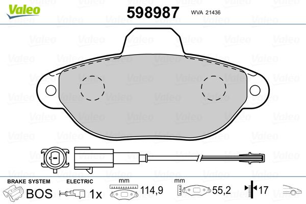 VALEO 598987 Brake Pad Set, disc brake