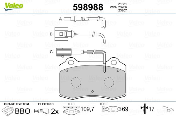 VALEO 598988 Brake Pad Set, disc brake