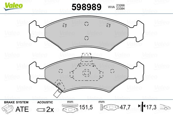 VALEO 598989 Brake Pad Set, disc brake