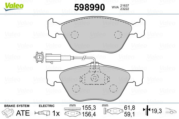VALEO 598990 Brake Pad Set, disc brake