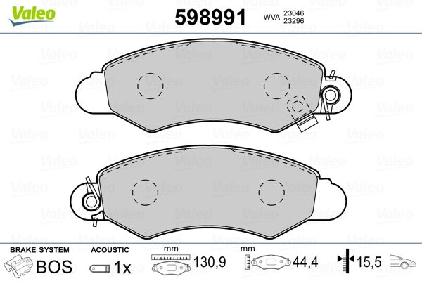 VALEO 598991 Brake Pad Set, disc brake