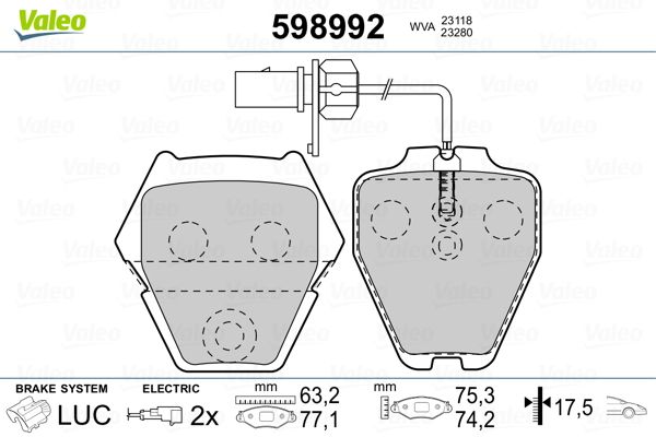 VALEO 598992 Brake Pad Set, disc brake