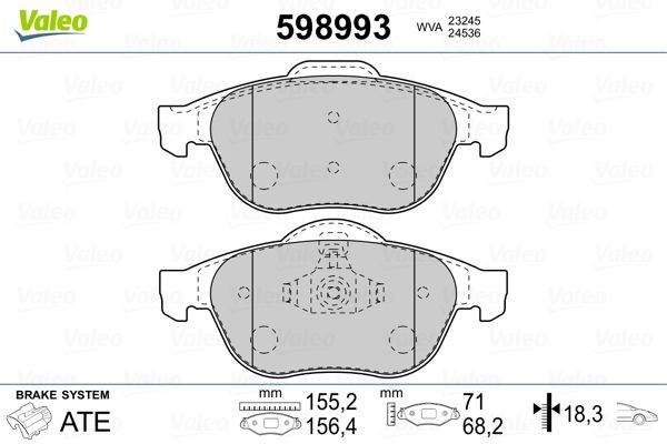 VALEO 598993 Brake Pad Set, disc brake