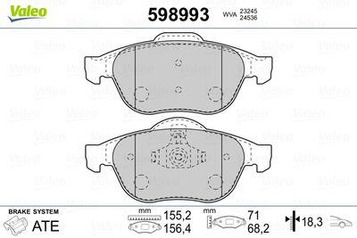 Brake Pad Set, disc brake VALEO 598993