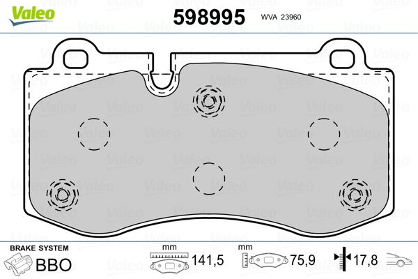 VALEO 598995 Brake Pad Set, disc brake