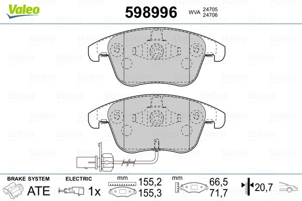 VALEO 598996 Brake Pad Set, disc brake