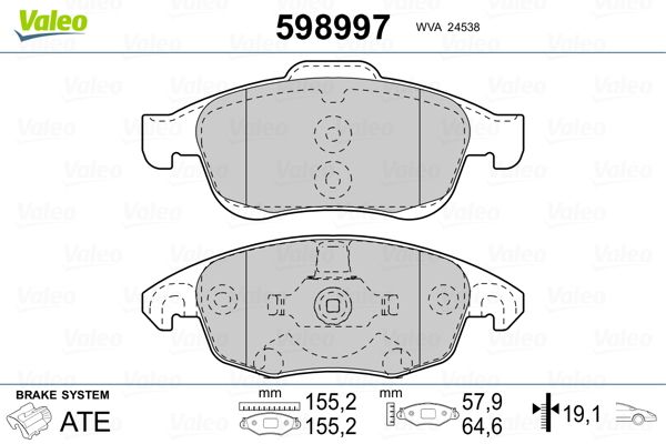 VALEO 598997 Brake Pad Set, disc brake