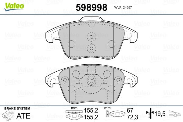 VALEO 598998 Brake Pad Set, disc brake