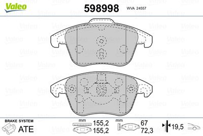 Brake Pad Set, disc brake VALEO 598998