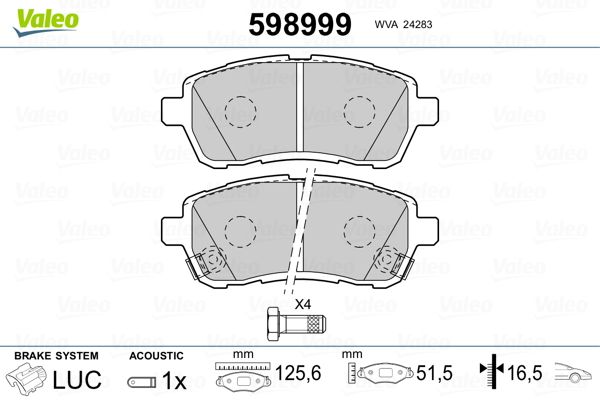 VALEO 598999 Brake Pad Set, disc brake
