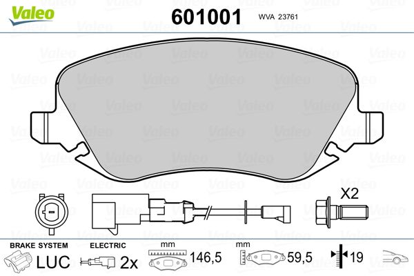 VALEO 601001 Brake Pad Set, disc brake