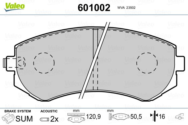 VALEO 601002 Brake Pad Set, disc brake