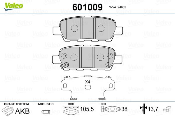 VALEO 601009 Brake Pad Set, disc brake