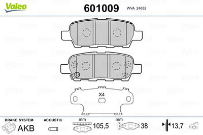 Brake Pad Set, disc brake VALEO 601009