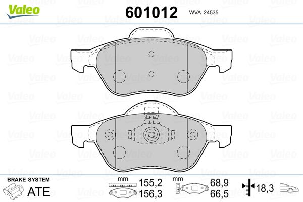 VALEO 601012 Brake Pad Set, disc brake