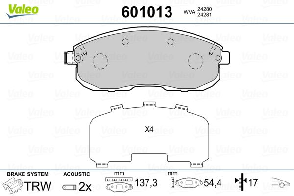 VALEO 601013 Brake Pad Set, disc brake