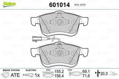 Brake Pad Set, disc brake VALEO 601014