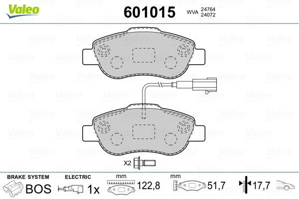 VALEO 601015 Brake Pad Set, disc brake
