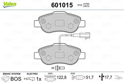 Brake Pad Set, disc brake VALEO 601015