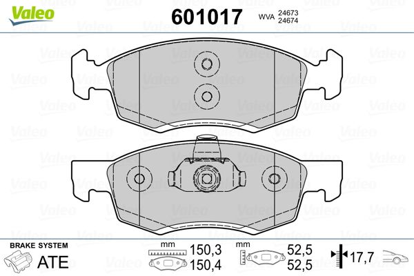 VALEO 601017 Brake Pad Set, disc brake