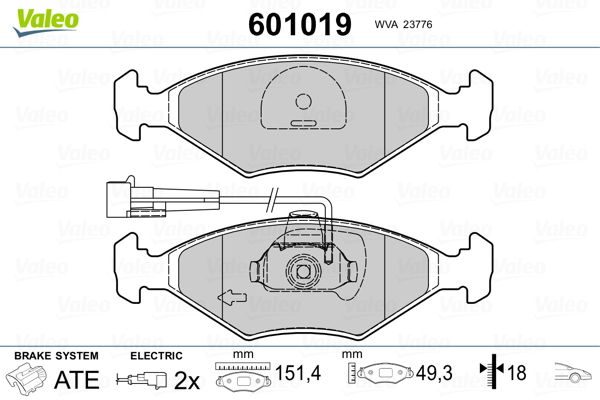 VALEO 601019 Brake Pad Set, disc brake