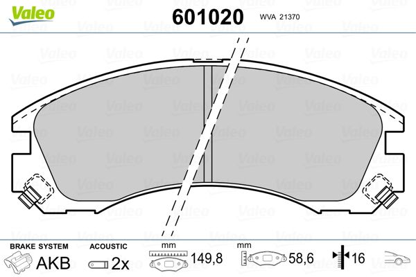 VALEO 601020 Brake Pad Set, disc brake