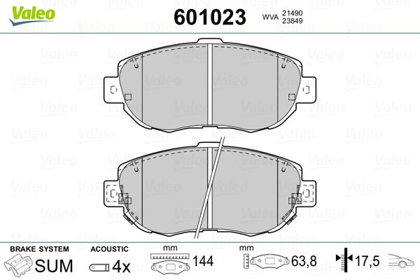 VALEO 601023 Brake Pad Set, disc brake