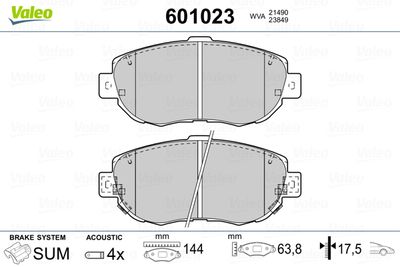 Brake Pad Set, disc brake VALEO 601023