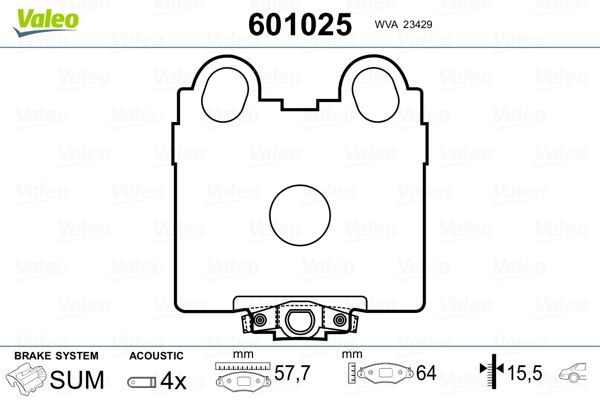 VALEO 601025 Brake Pad Set, disc brake