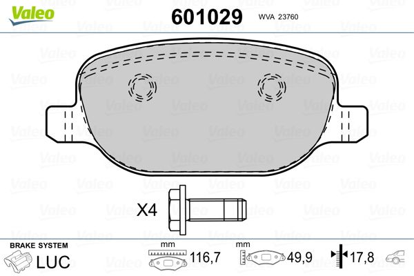 VALEO 601029 Brake Pad Set, disc brake