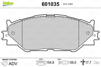 Brake Pad Set, disc brake VALEO 601035