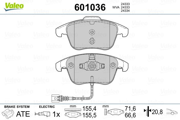 VALEO 601036 Brake Pad Set, disc brake