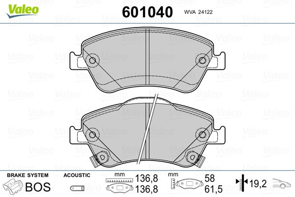 VALEO 601040 Brake Pad Set, disc brake