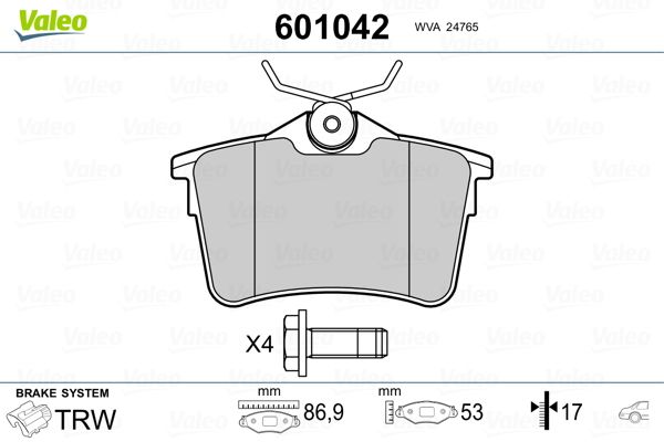 VALEO 601042 Brake Pad Set, disc brake