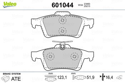 Brake Pad Set, disc brake VALEO 601044
