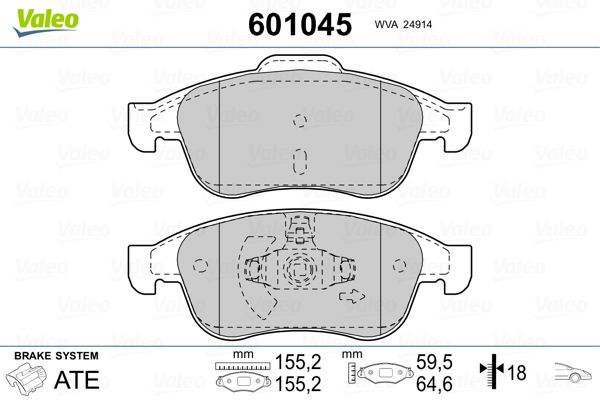 VALEO 601045 Brake Pad Set, disc brake